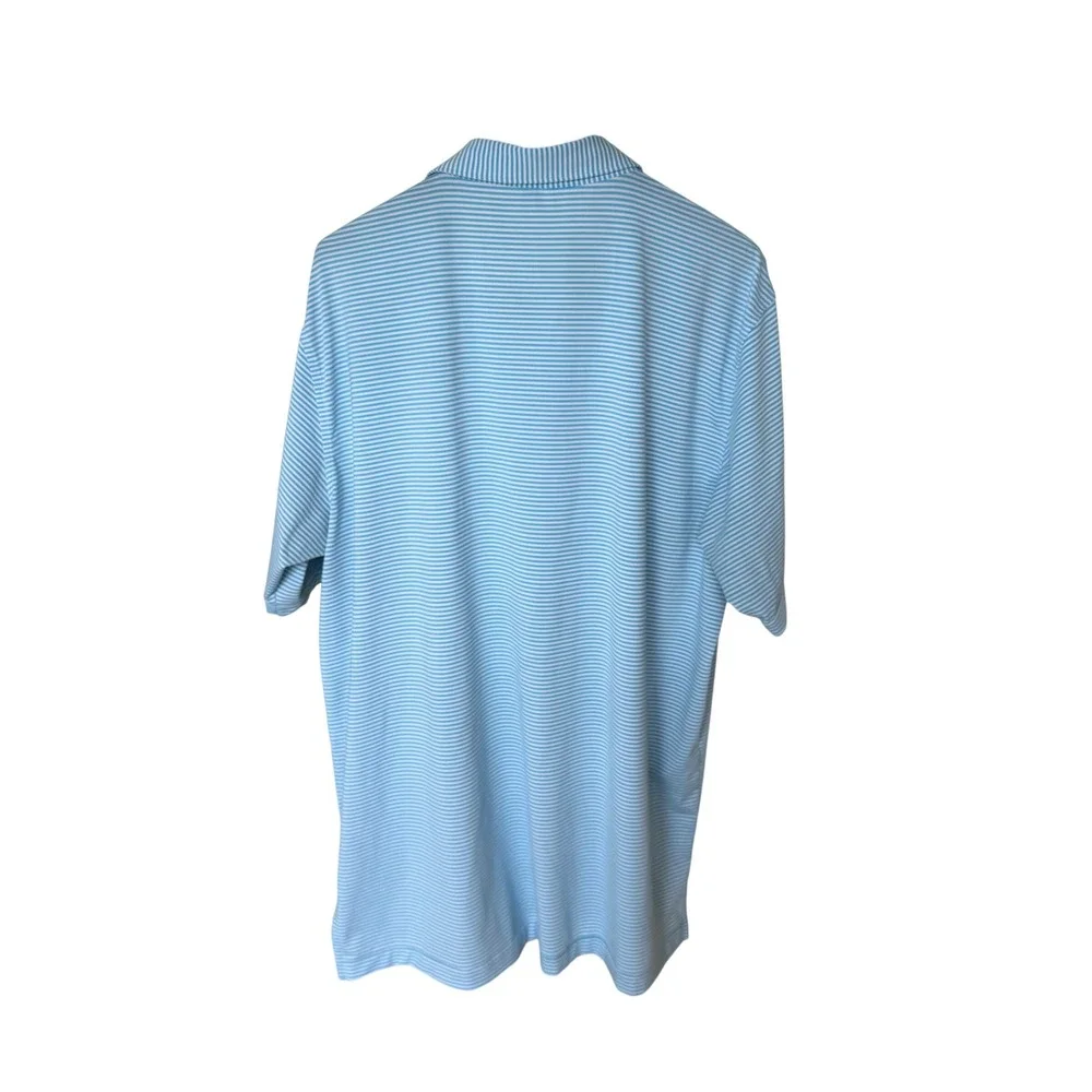 Peter Millar Summer Comfort XXL Blue‎ White Striped Golf Polo Shirt M Logo